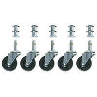 Bevco CAR5-2I Single Rubber Wheel Casters,Set of 5