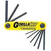 Bondhus 12591 GorillaGrip Fold-Up Hex Key Set Inch, 9 Piece, 0.050" - 3/16"