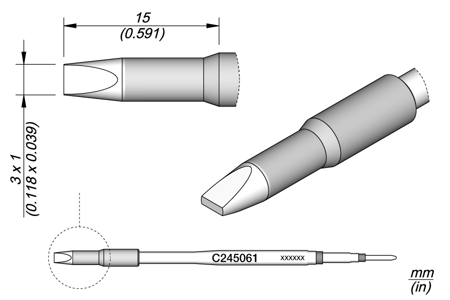 JBC Tools C245061 Cartridge Chisel 3mm x 1mm