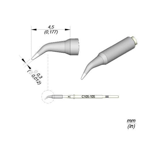 JBC C105105 Bent Cartridge Consal Soldring Tip