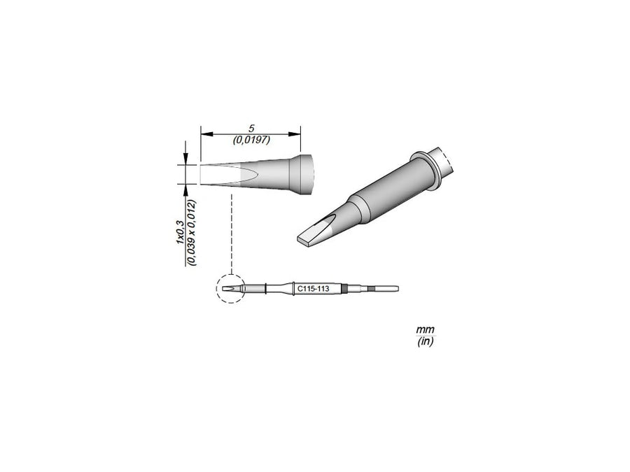 JBC Tools C115113 Nano Chisel Cartridge Soldering Tip, 1.0mm