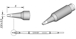 JBC C210021 Chisel Cartridge Soldering Tip, 0.6mm