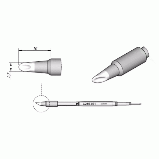 JBC C245931 Mini Spoon Cartridge Soldering Tip, 2.7mm
