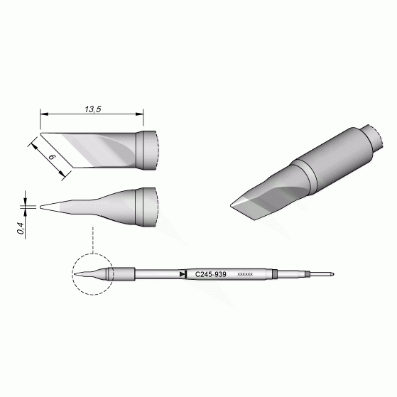 JBC C245939 Knife Cartridge Soldering Tip, 6mm