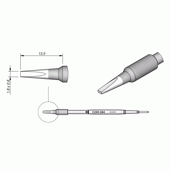 JBC C245944 Chisel Cartridge Soldering Tip, 1.8mm