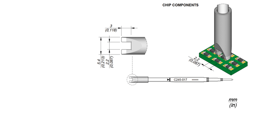 JBC C245017 Cartridge Chisal Soldering Tip, 5.4mm