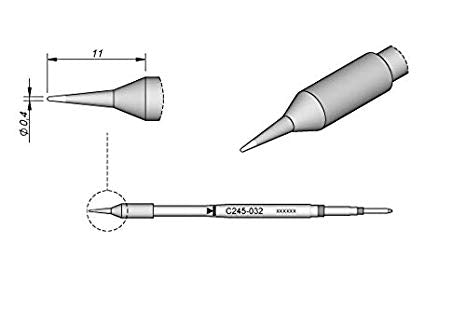JBC C245032 Conical Cartridge Soldering Tip, 0.4mm