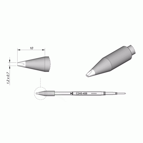 JBC C245406 Cartridge Chisel Soldering Tip, 1.2 x 0.7mm