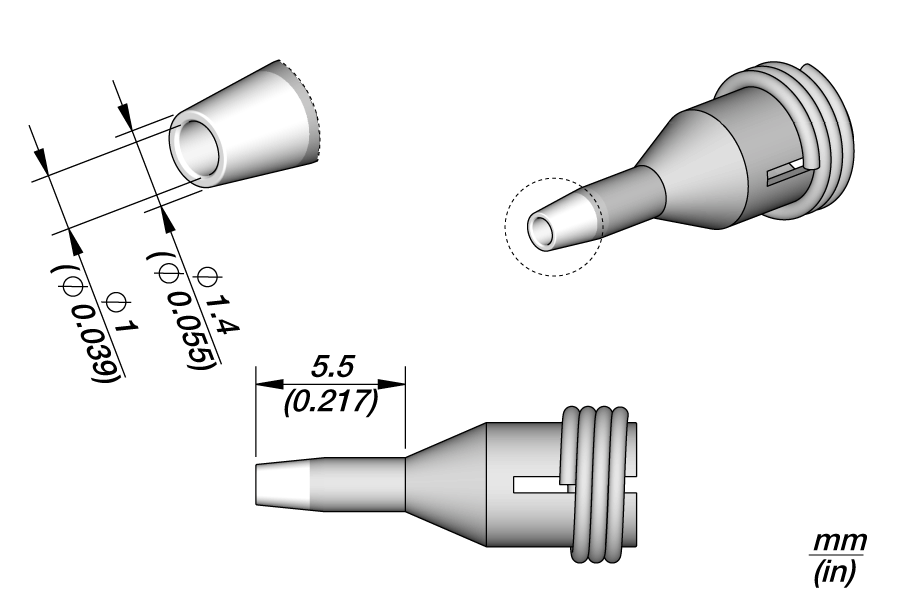 JBC TOOLS 360003 Through-Hole Cartridge Desoldering Tip, Ø 1