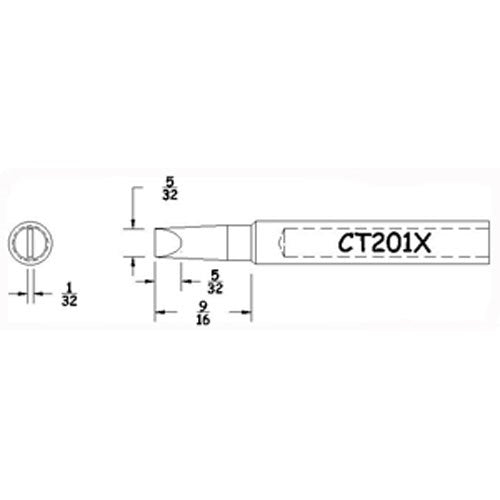 Hexacon CT201X Full Chisel Soldering Tips, 5/32"