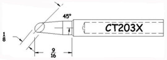 Hexacon CT203X 45° Conical Bevel Soldering Tips, 1/8"