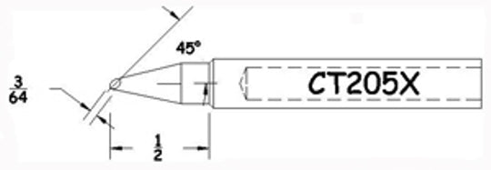 Hexacon CT206X Sharp Conical Soldering Tips, 1/64"