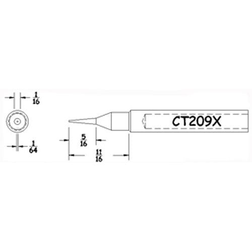 Hexacon CT209X Sharp Conical Soldering Tips, 1/64"