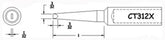 Hexacon CT312X Semi Chisel Solder Tip, 3/32"