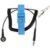 Desco 04563 Omega Elastic Blue Wrist Strap 4mm Snap, 6' Coil Cord