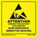 Desco 06722 Attention Label with ESD Susceptibility Symbol Black on Yellow, 2in x 2in