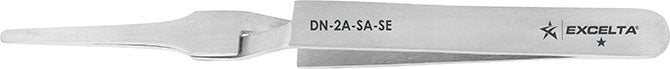 Excelta DN-2A-SA-SE Stainless Steel Reverse Action Flat Round Point Tweezers, 4-3/4"