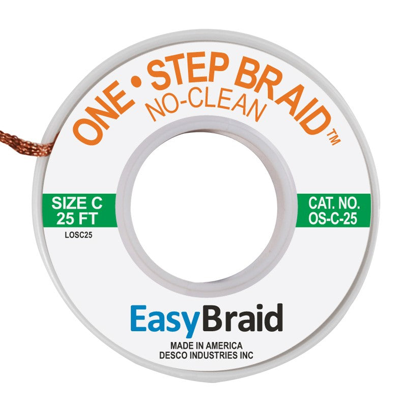 Easy Braid OS-C-25 One Step Solder Braid Green Series Standard Spool, 0.075"x25"