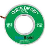 Easy Braid Q-C-25 Quick Braid Desoldering Wick, 0.075" Width, 25' Length