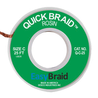 Easy Braid Q-C-25 Quick Braid Desoldering Wick, 0.075" Width, 25' Length