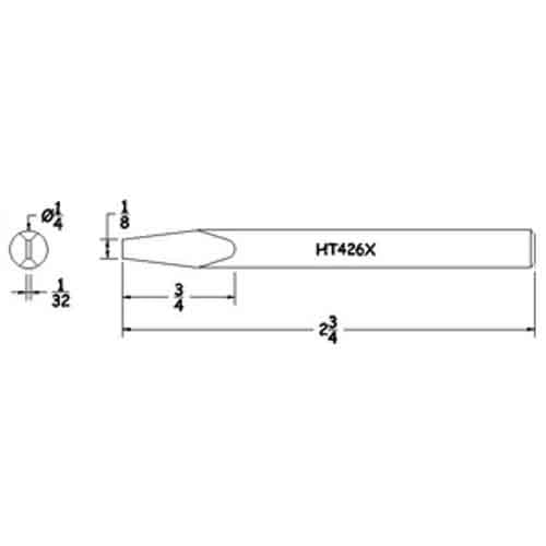 Hexacon HT426X Semi-Chisel Soldering Tip, 1/4"