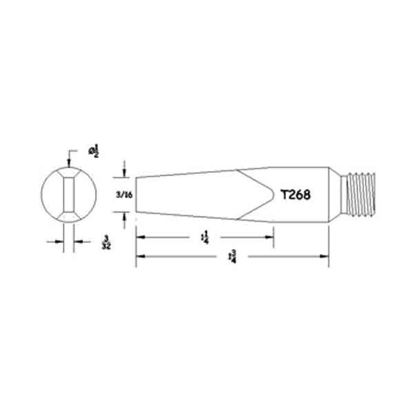 Hexacon T268 Screw Semi Chisel Soldering Tip, 1/2"