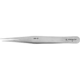 Excelta MM-SE Nickel Plated Carbon Steel Tweezer with Straight Fine Point Tip, 5"