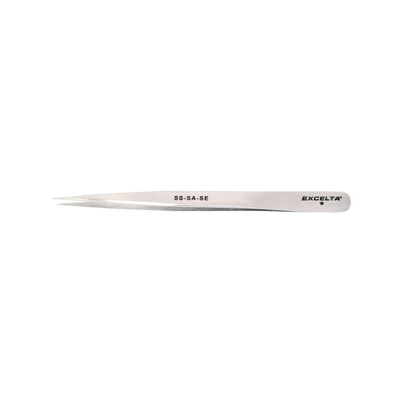 Excelta SS-SA-SE Stainless Steel Anti-magnetic Tweezers with Long Straight Tips 1 Star, 5-1/2"