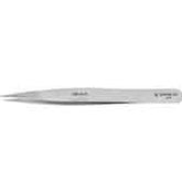 Excelta 000-SA-PI Straight Strong Two Star 4.5" Stainless/Anti-Magnetic Tweezer With Radius Edges