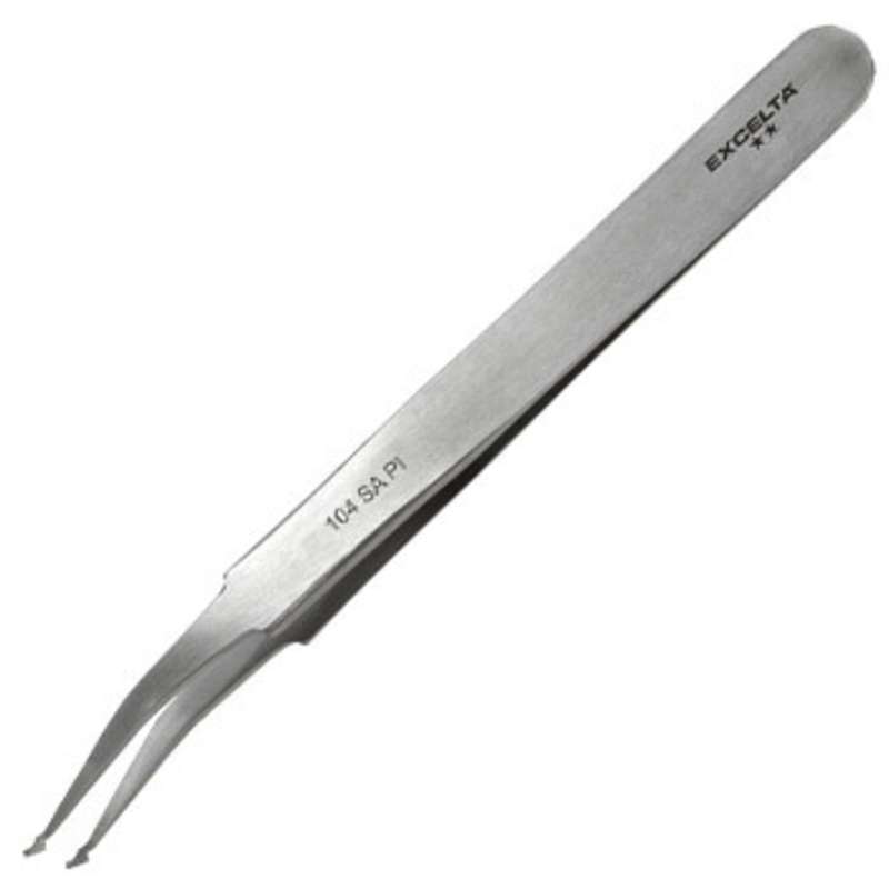 Excelta 104-SA Bent SMD Anti-Mag Tweezers, 4.5"