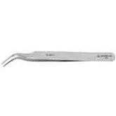 Excelta 7B-SA-PI Stainless Steel Anti-magnetic Tweezers with Curved Fine Serrated Tips, 2 Star, 4-1/2"