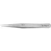 Excelta MM-SE Nickel Plated Carbon Steel Tweezer with Straight Fine Point Tip, 5"