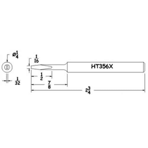 Hexacon HT356X Turned-Down Semi-Chisel Soldering Tip, 1/4"