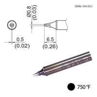 Hakko T31B-02D08 T31B Series Chisel Soldering Tip for FX-1001 Handpiece, 0.8mm x 6.5mm