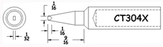 Hexacon CT304X Semi Chisel Soldering Tips, 3/32"