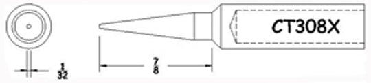 Hexacon CT308X Sharp Conical Soldering Tips, 1/32"