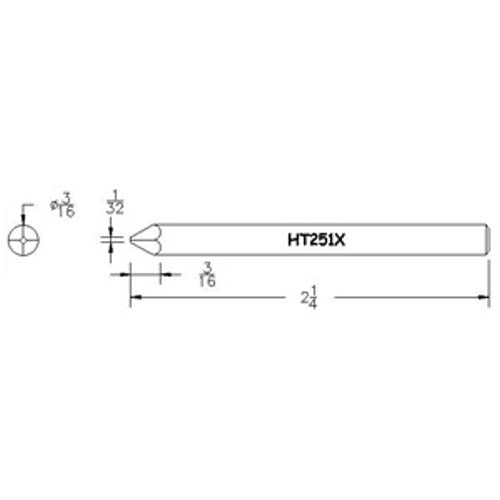 Hexacon HT251X Pyramid Soldering Tip, 3/16"