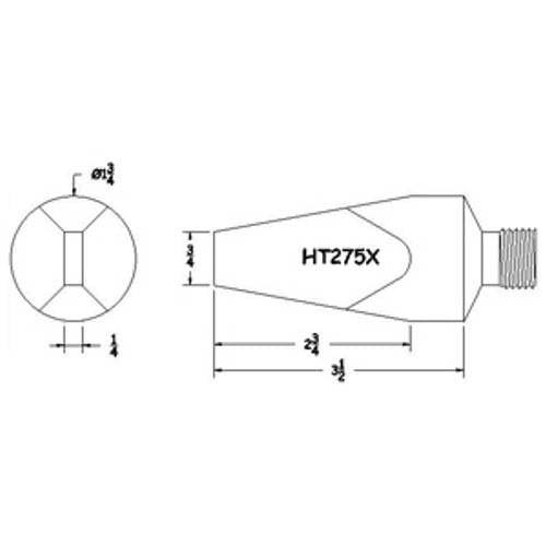 Hexacon HT275X Screw Semi Chisel Soldering Tip, 1-3/4"