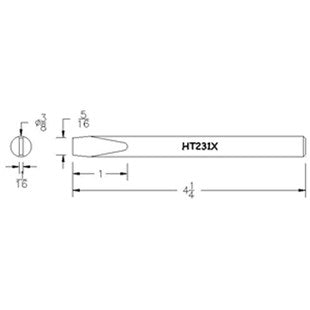 Hexacon HT231X Dia Semi-Chisel Soldering Tip,  3/8"