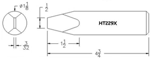 Hexacon HT229X Semi Chisel Soldering Tip, 1-1/8"