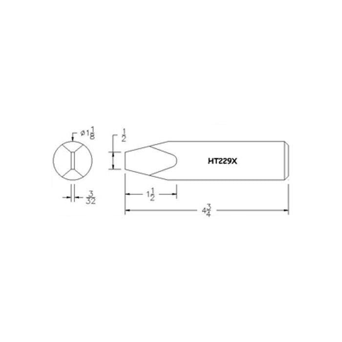 Hexacon HT299X Semi-Chisel Soldering Tip, 1/4"