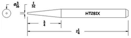Hexacon HT281X Sharp Conical Soldering Tip, 3/16"