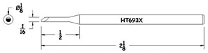 Hexacon HT693X Turned-Down 30° Bevel Soldering Tip, 1/8"