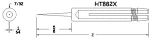 Hexacon HT882X Sharp Conical Sleeve Soldering Tip, 1/64"