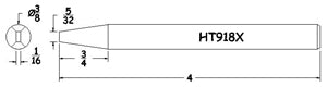 Hexacon HT918X Semi-Chisel Soldering Tip, 3/8"