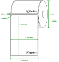 Identco TTL2P-1 Perforated Thermal Transfer Paper Packaging Label, 2.0x1.0, 5500/Roll 