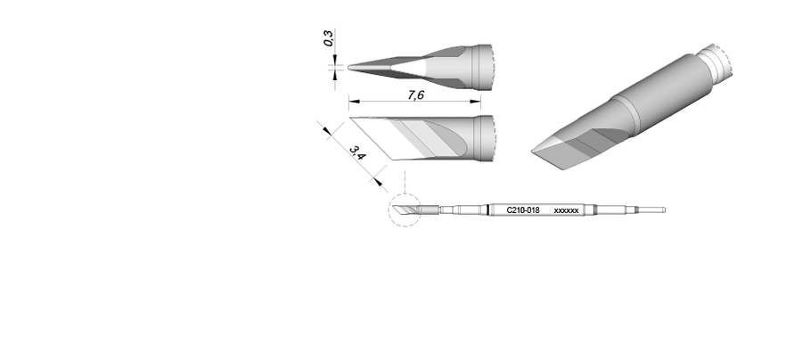 JBC C210018 Knife Cartridge Soldering Tip, 3.4mm