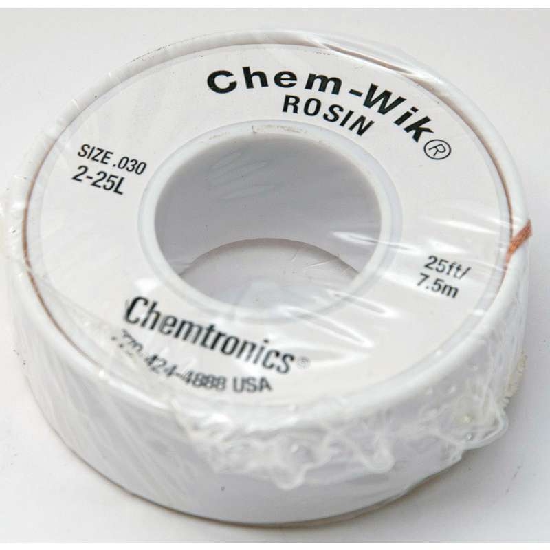 Chemtronics 2-25L Rosin Flux Desoldering Wick, .030" x 25'