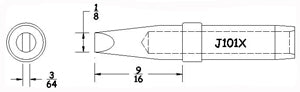 Hexacon J101X Conical Chisel Soldering Tip, 1/8"