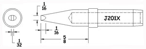 Hexacon J201X Therm-O-Trac Conical Chisel Soldering Tip, 1/16"
